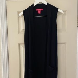 Catherine Malandrino Long Black Lightweight Knit Duster Vest - Size XS